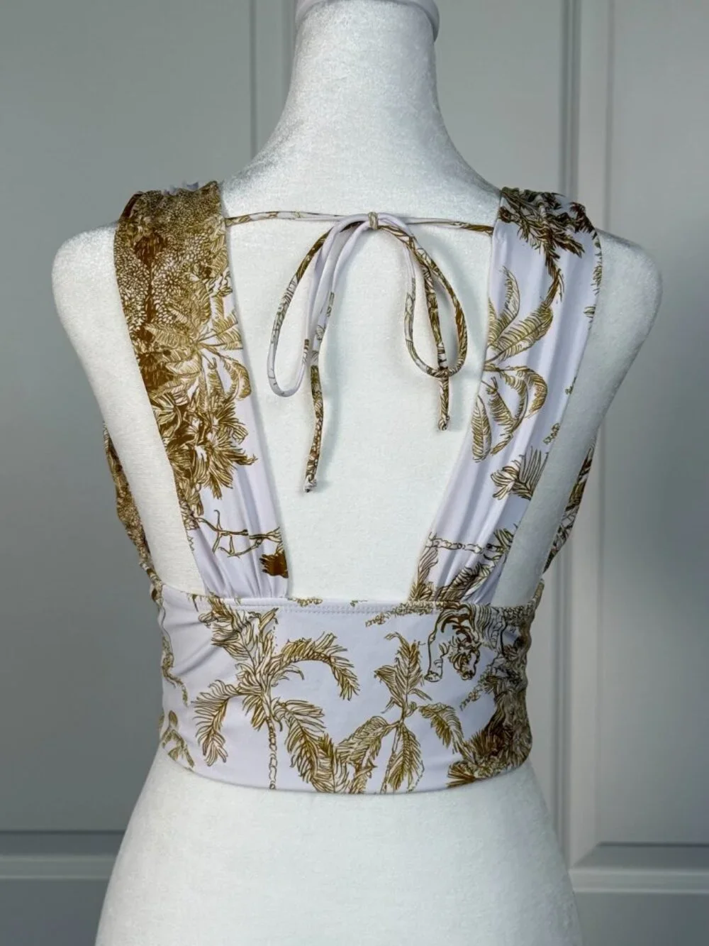 GEODE SWIMWEAR Rio Tankini Top , Size Small, Tan/white Print - Picture 11 of 14